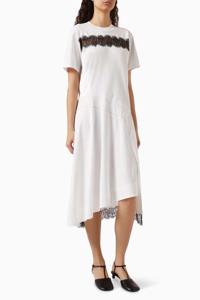 Deconstructed T-Shirt Dress in Cotton, White