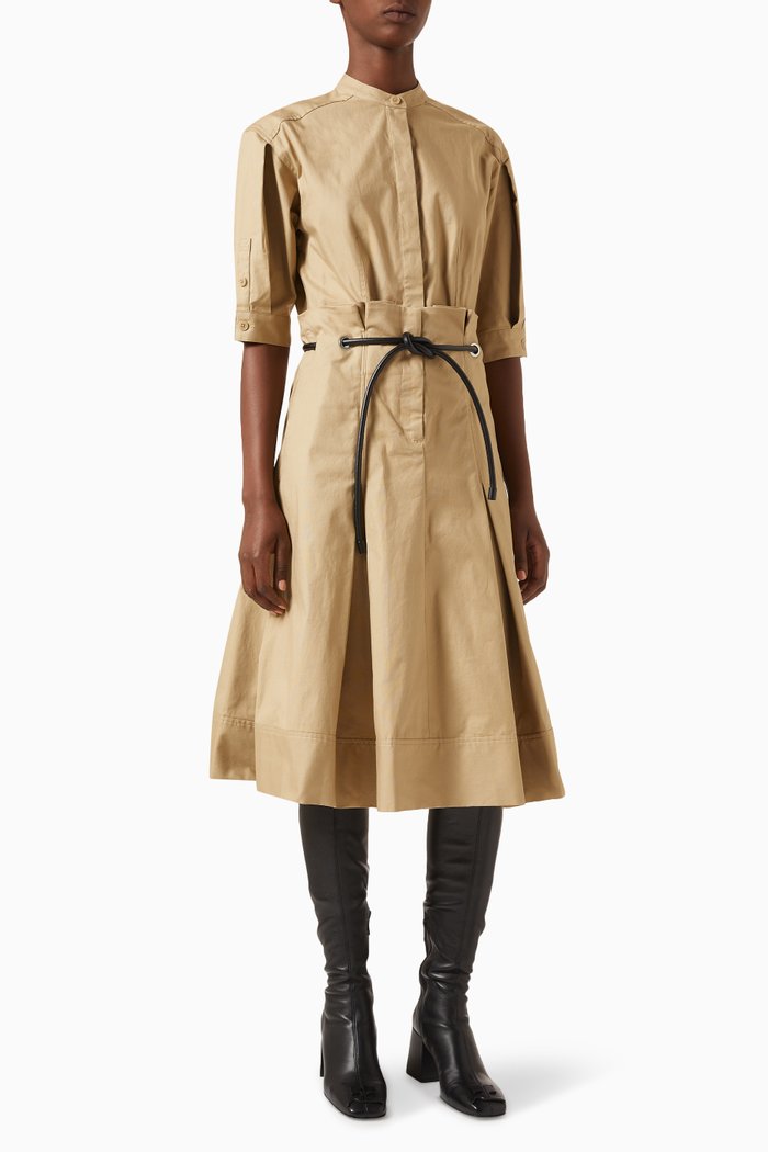 

Origami Shirt Dress in Stretch Cotton, Neutral
