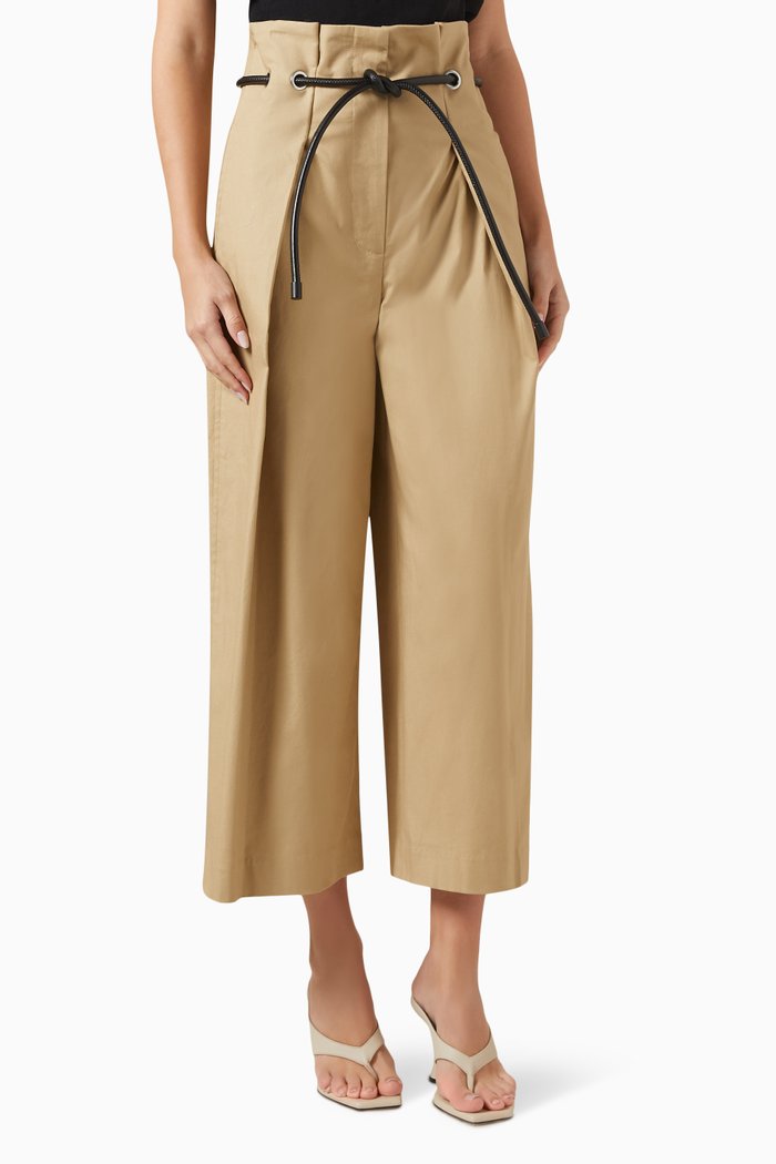 

Origami Wide-Leg Pants in Cotton, Neutral