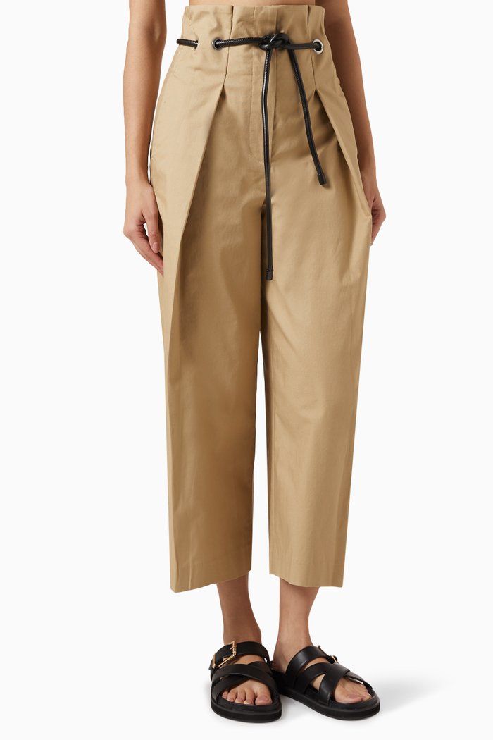 

Origami Wide-Leg Pants in Cotton, Neutral