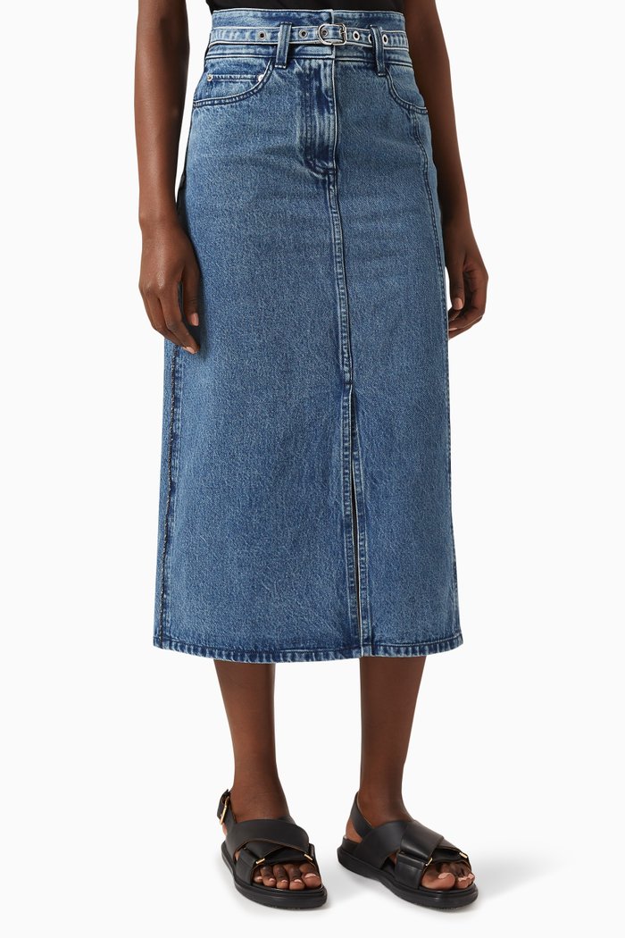 

A-line Midi Skirt in Denim, Blue