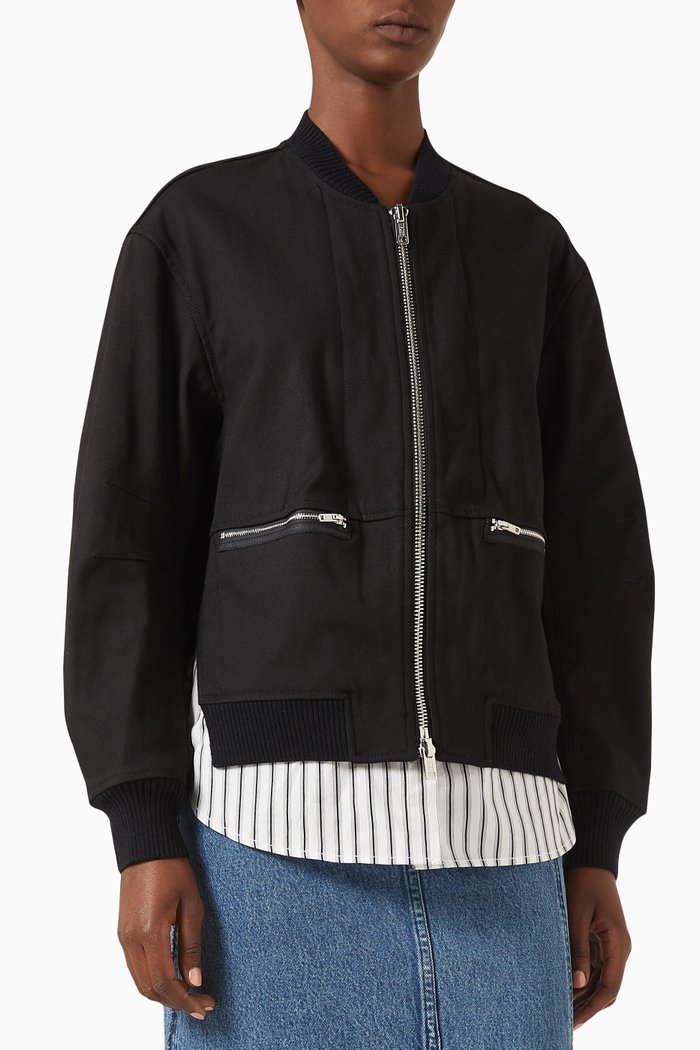 

Layered Bomber Jacket in Nylon, Black