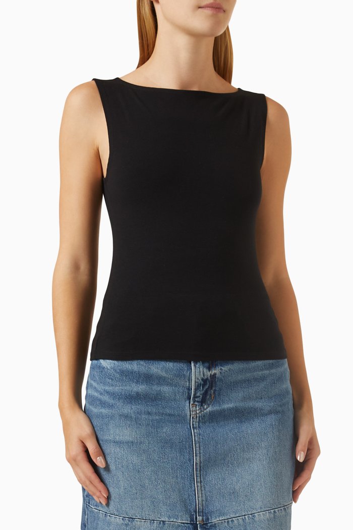 

Dusk Knit Top in Stretch Cotton-blend, Black
