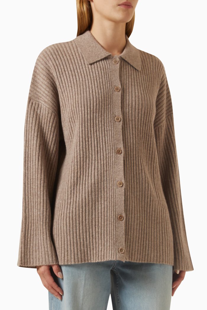 

Fantino Collared Cardigan in Recycled Cashmere, Neutral