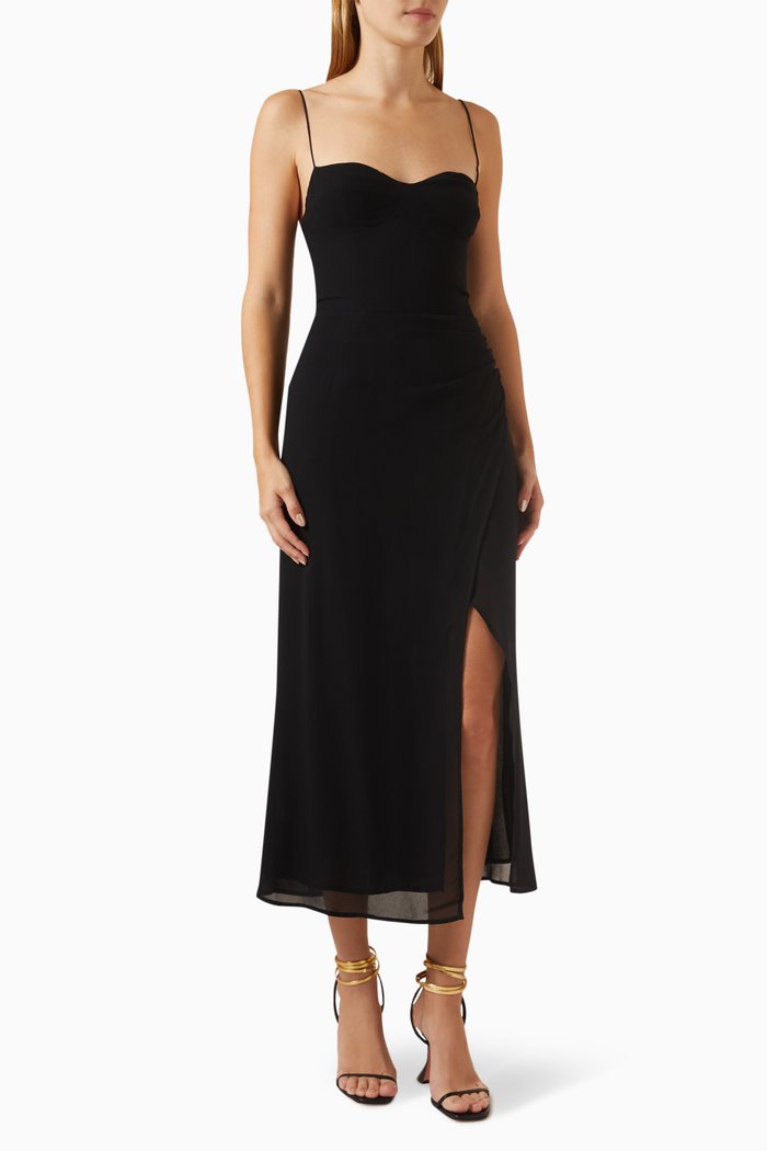 

Kourtney Midi Dress in Georgette Fabric, Black