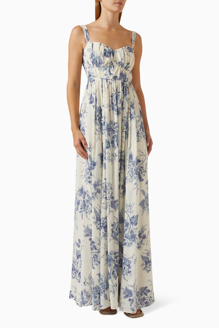 Jayde Maxi Dress in Georgette Fabric, Blue