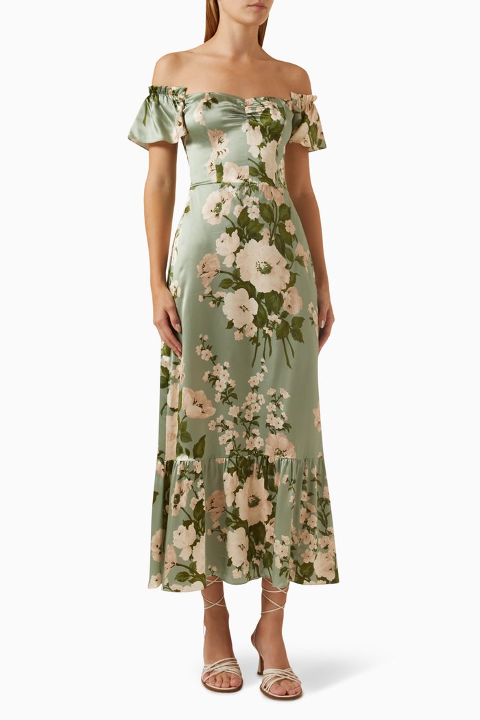 

Sianna Midi Dress in Silk, Green