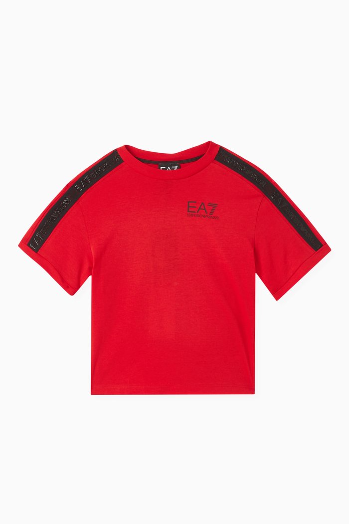 

EA7 Train Tape Logo Series T-Shirt in Cotton, Red
