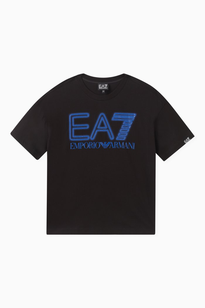 

EA7 Macro Train Logo Series T-Shirt in Cotton, Black