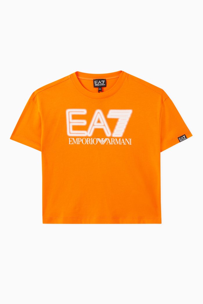 

EA7 Macro Train Logo Series T-Shirt in Cotton, Orange