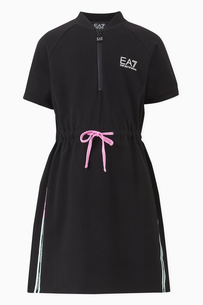 

EA7 Logo Train Tape Dress in Cotton-jersey, Black