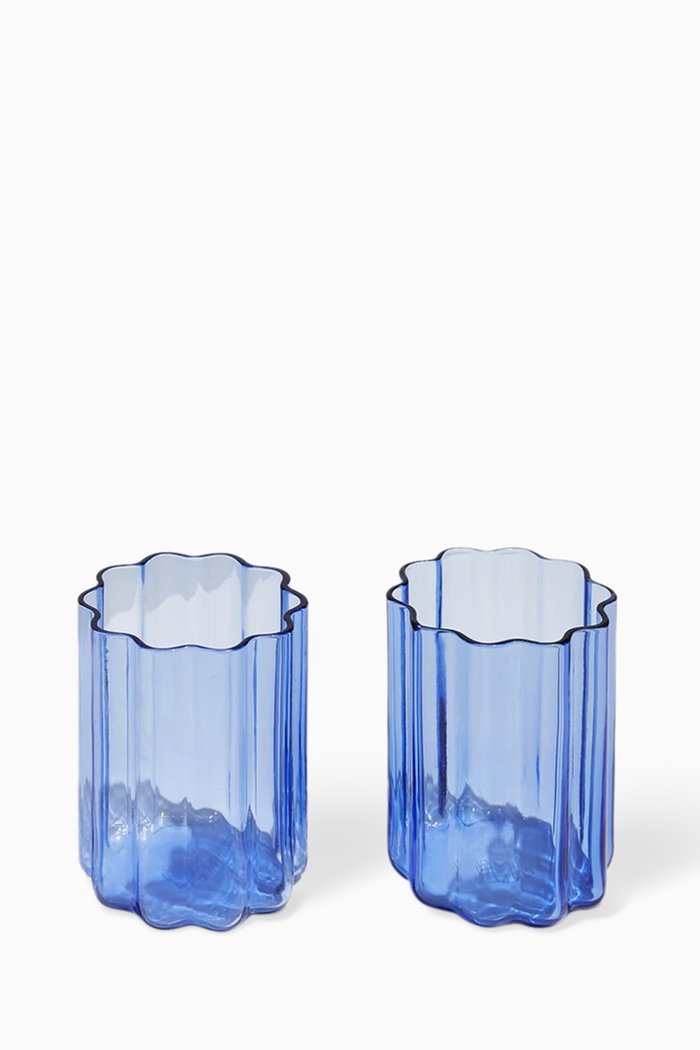 

Wave Glass, Set of 2, Blue