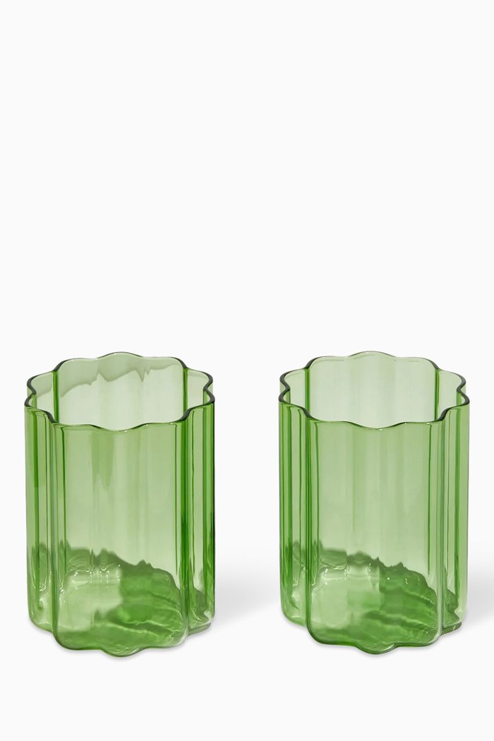 

Wave Glass, Set of 2, Green