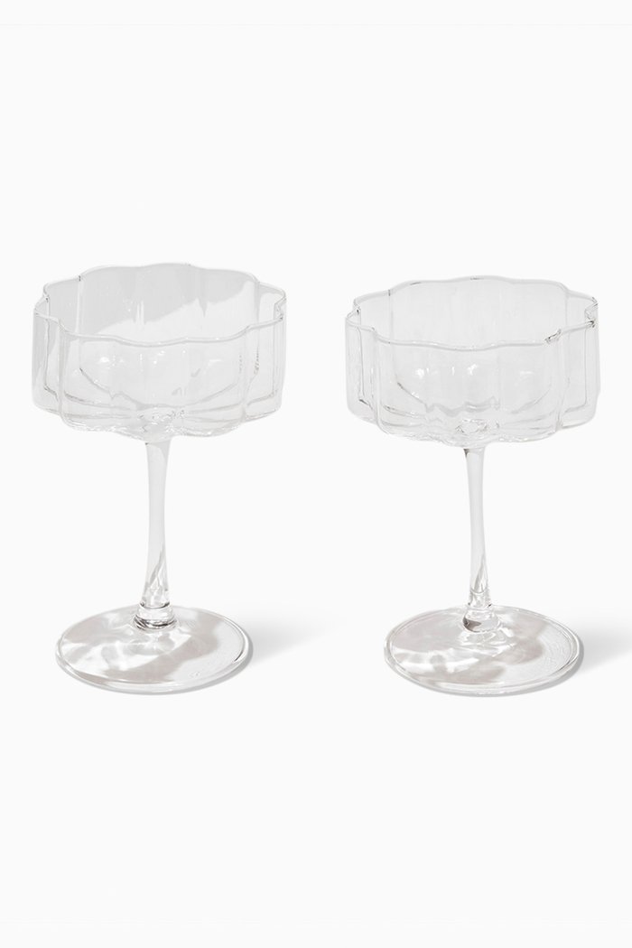 

Wave Coupe in Glass, Set of 2, Silver