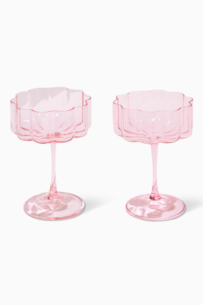 

Wave Coupe in Glass, Set of 2, Pink
