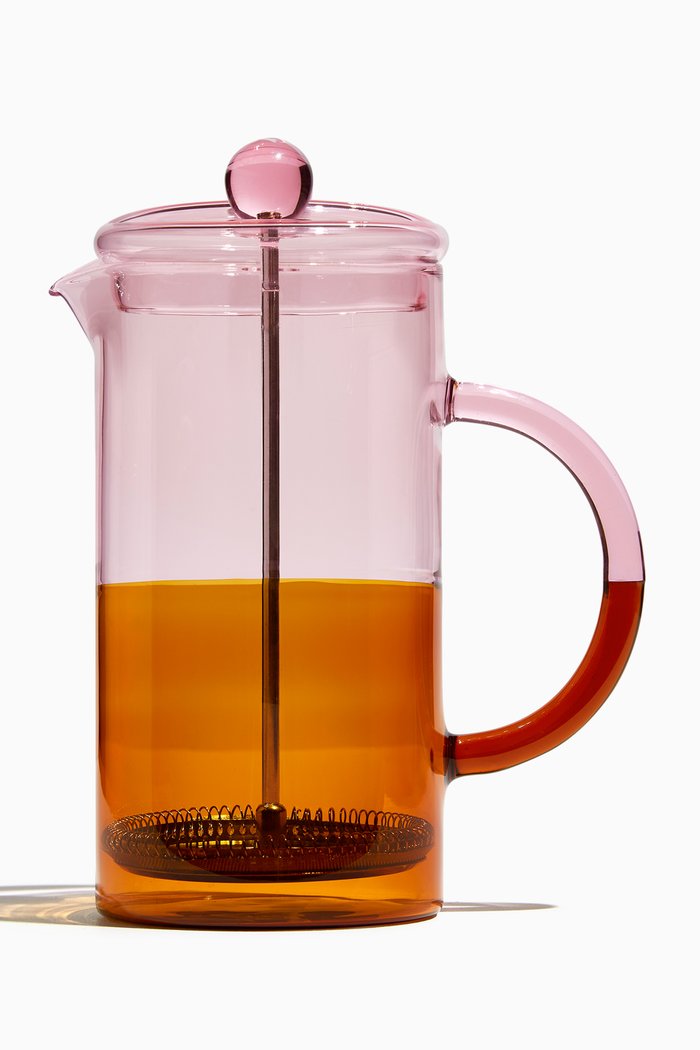 

Two Tone Coffee Plunger in Glass, Pink