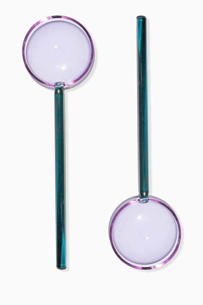 

Salad Servers in Glass, Set of 2, Purple