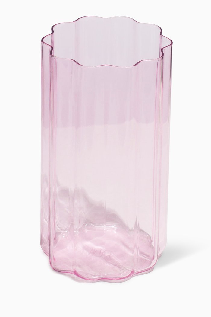 

Wave Vase in Glass, Pink