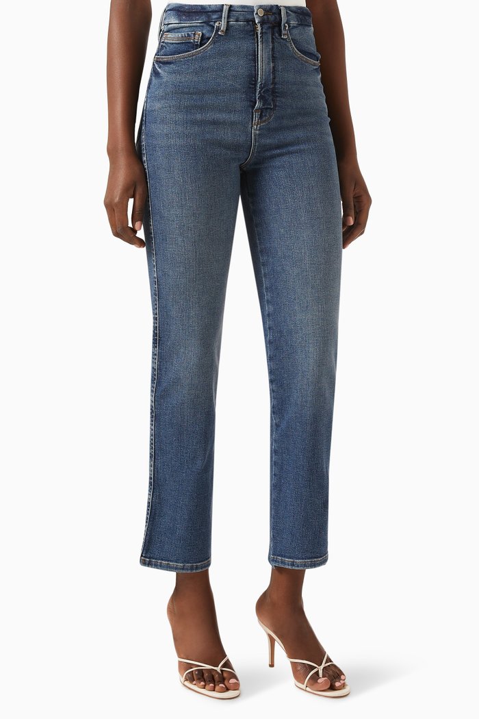 

Good Curve Straight Jeans in Cotton, Blue