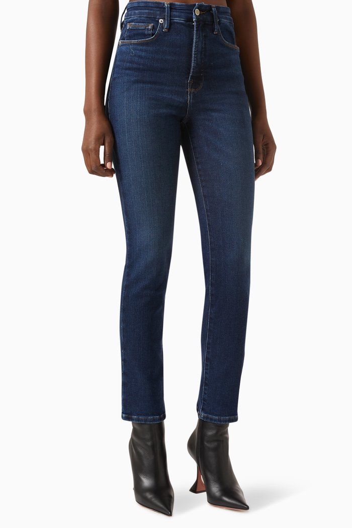 

Good Classic Slim Straight Jeans in Cotton, Blue