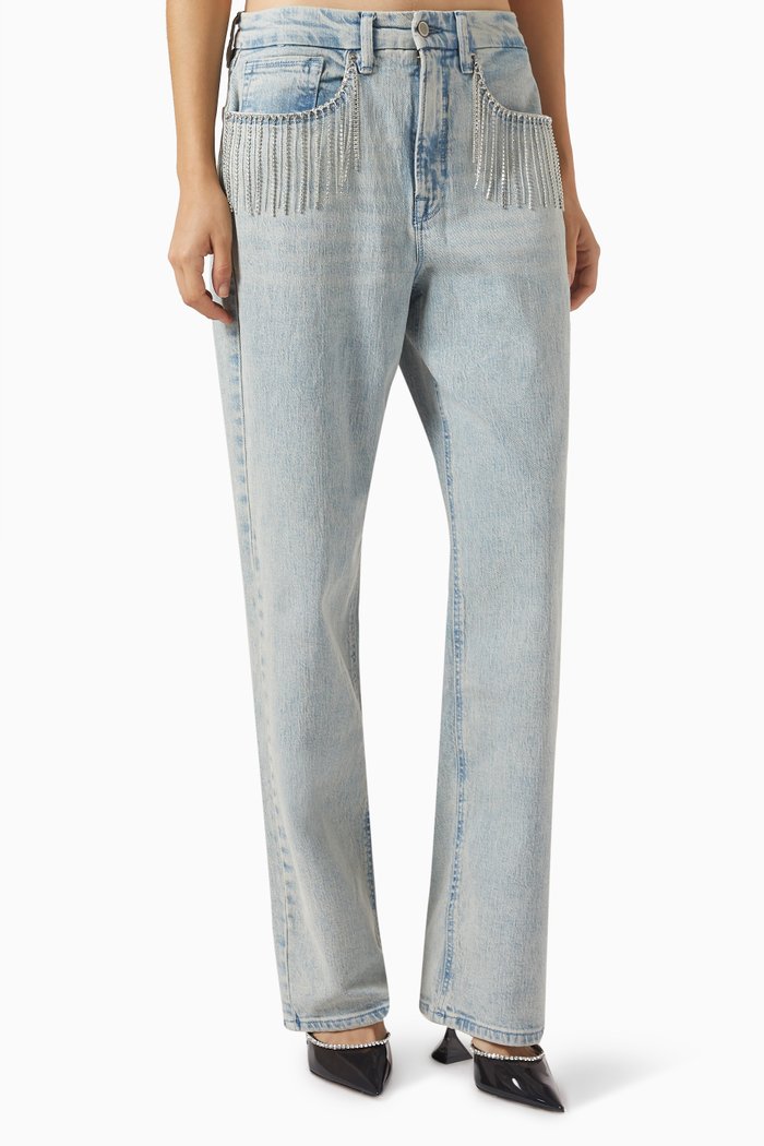 

Good 90s Diamond Fringe Relaxed Jeans in Denim, Blue