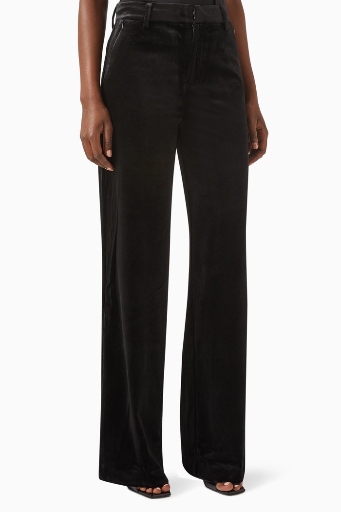 Wide Leg Pants in Velvet, Black