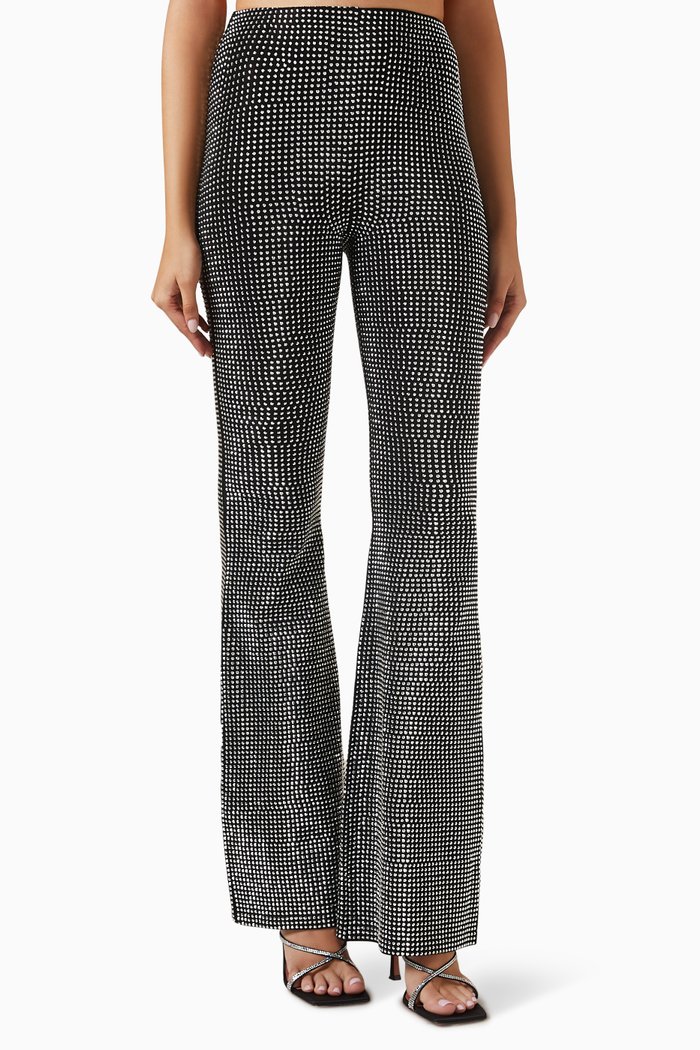 Crystal Pull-on Flare Leggings in Cotton, Black