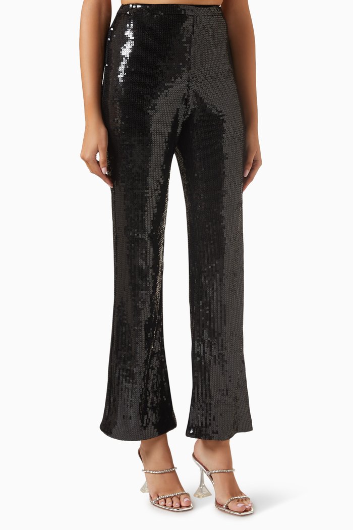 

Wide-leg Pants in Sequin, Black