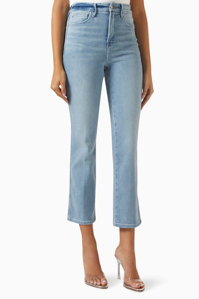 Good Curve Straight Jeans in Compression Denim, Blue