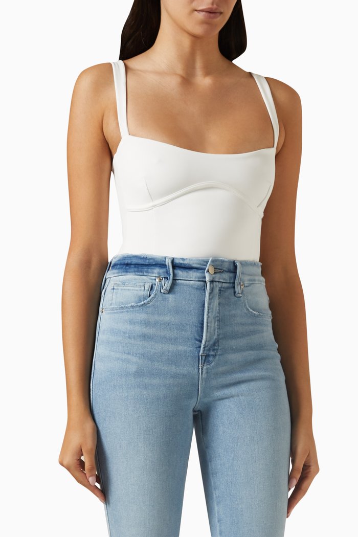 

Sweetheart Tank Bodysuit in Scuba, White