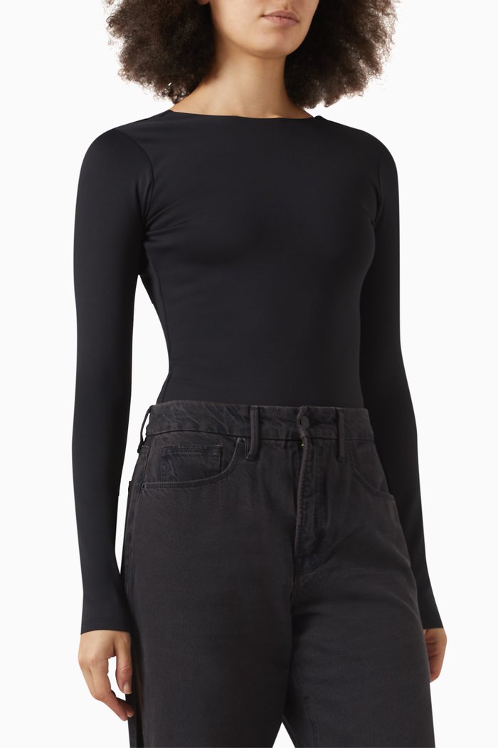

Scoop Back Bodysuit in Scuba, Black