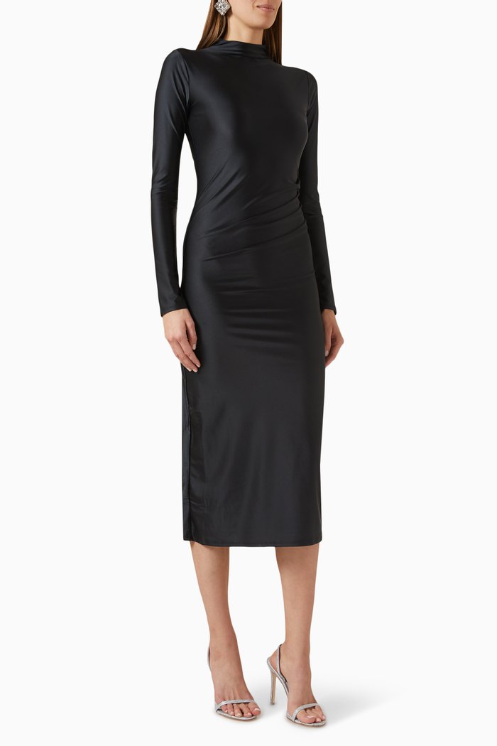 Python-print Midi Dress, Black
