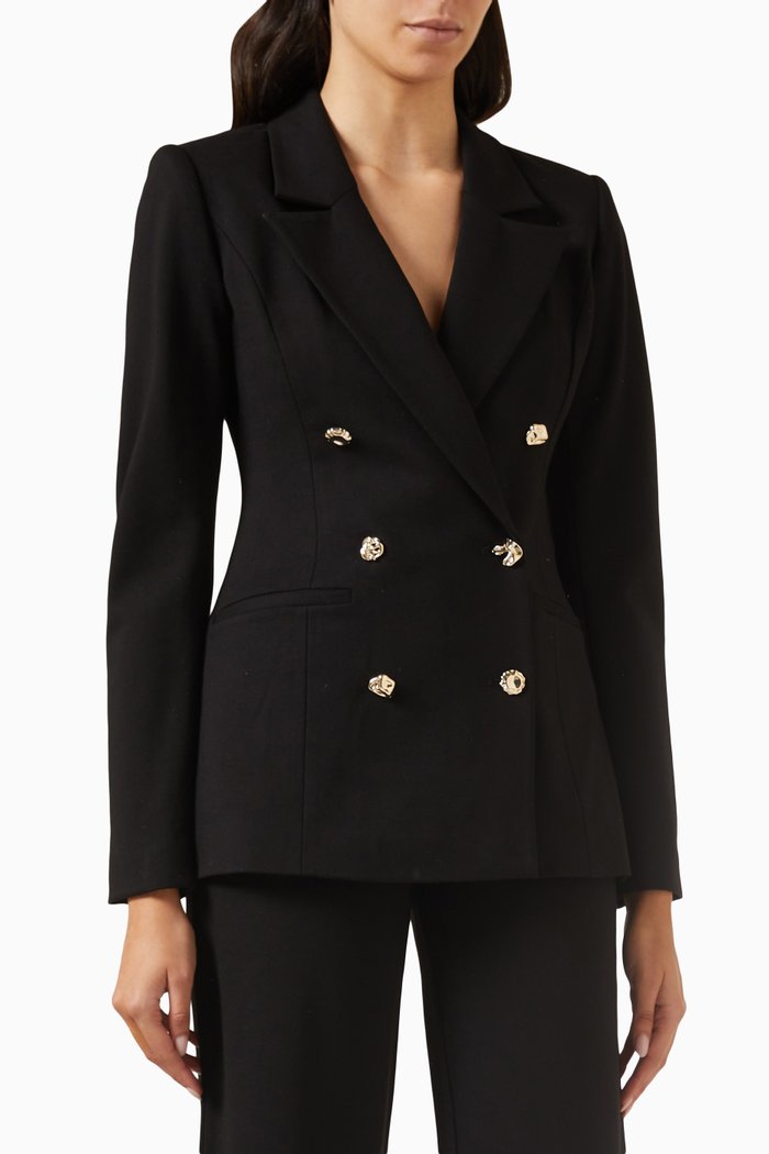 

Double-breasted Blazer in Ponte, Black