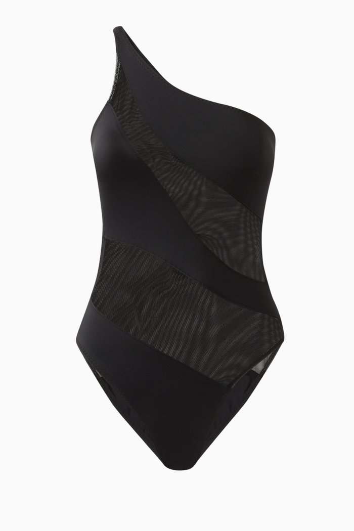 

Snake Mesh Mio One-piece Swimsuit, Black