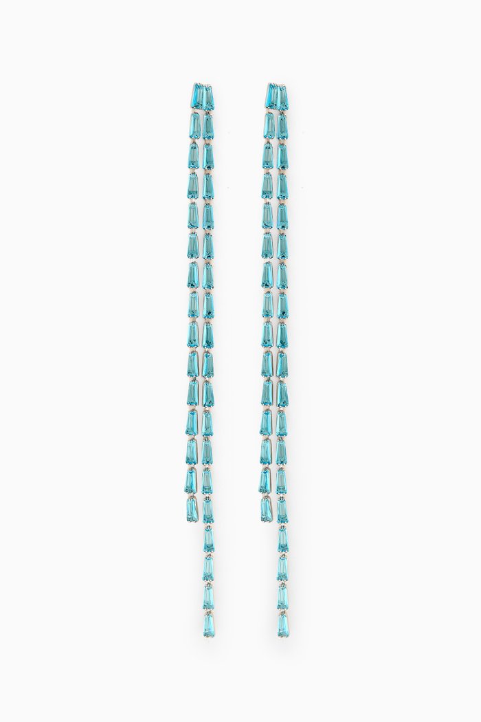

Como Crystal Drop Earrings in Silver-plated Brass, Blue