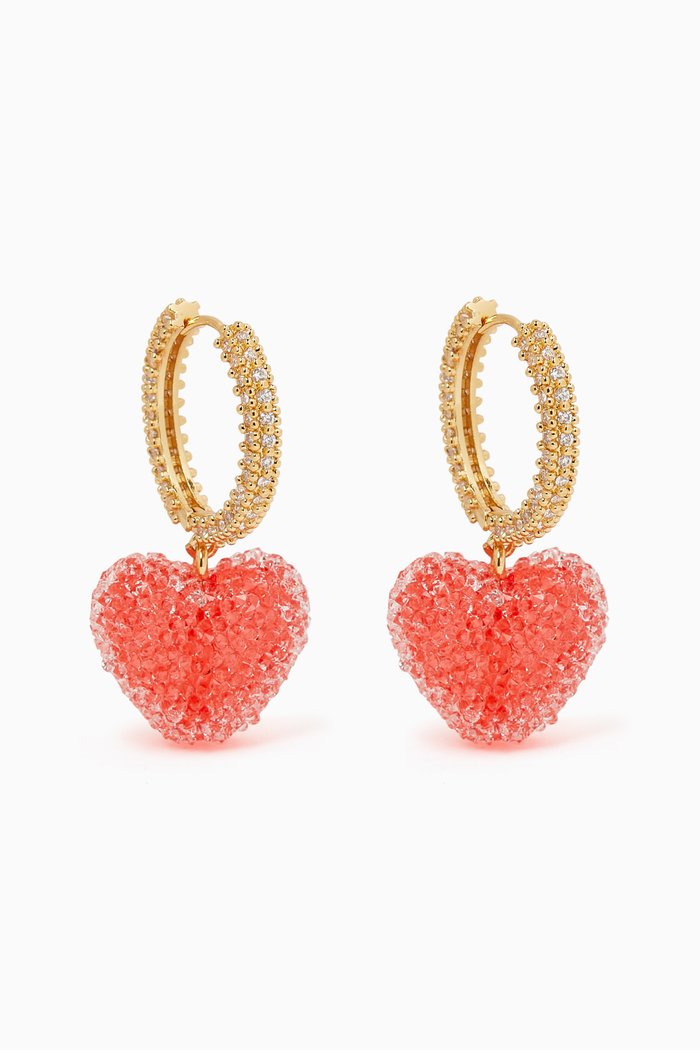 

Jelly Heart Drop Earrings in 18kt Gold-plated Brass, Pink