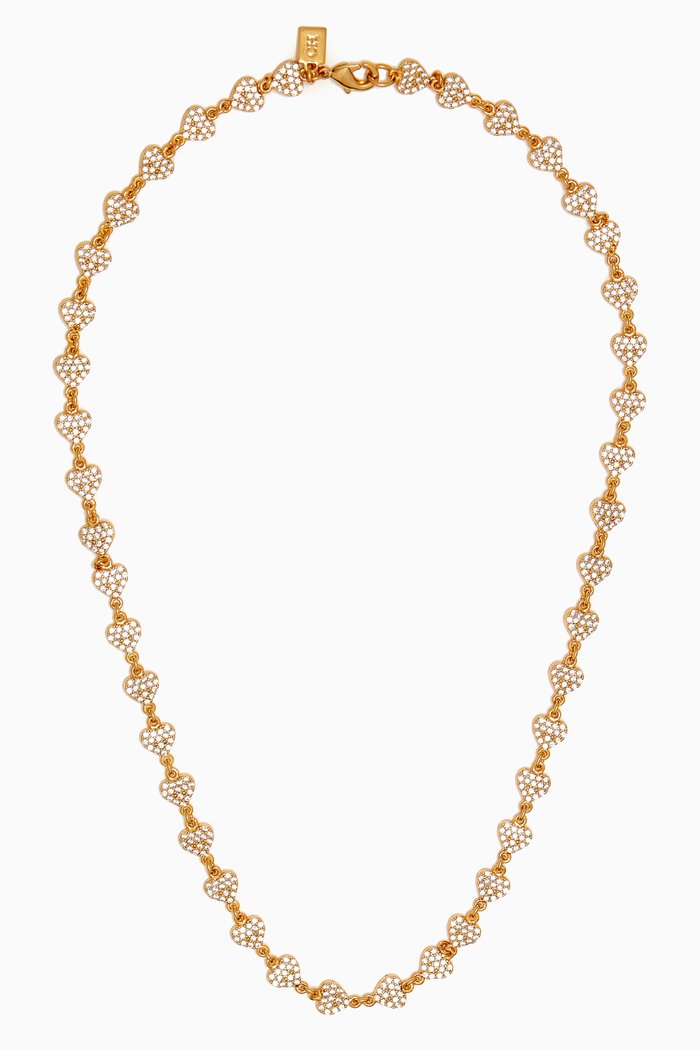 

Habibti Pavé Heart Necklace in 18kt Gold-plated Brass
