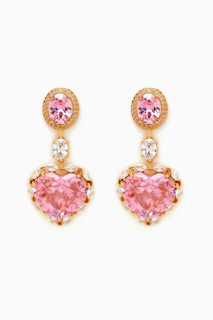 

Cinderella Drop Earrings in 18kt Gold-plated Brass, Pink