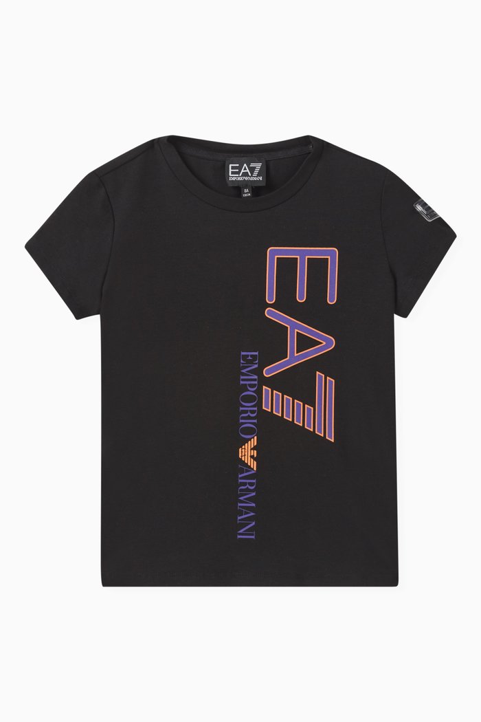 

EA7 Train Colour Block Logo T-Shirt in Cotton, Black