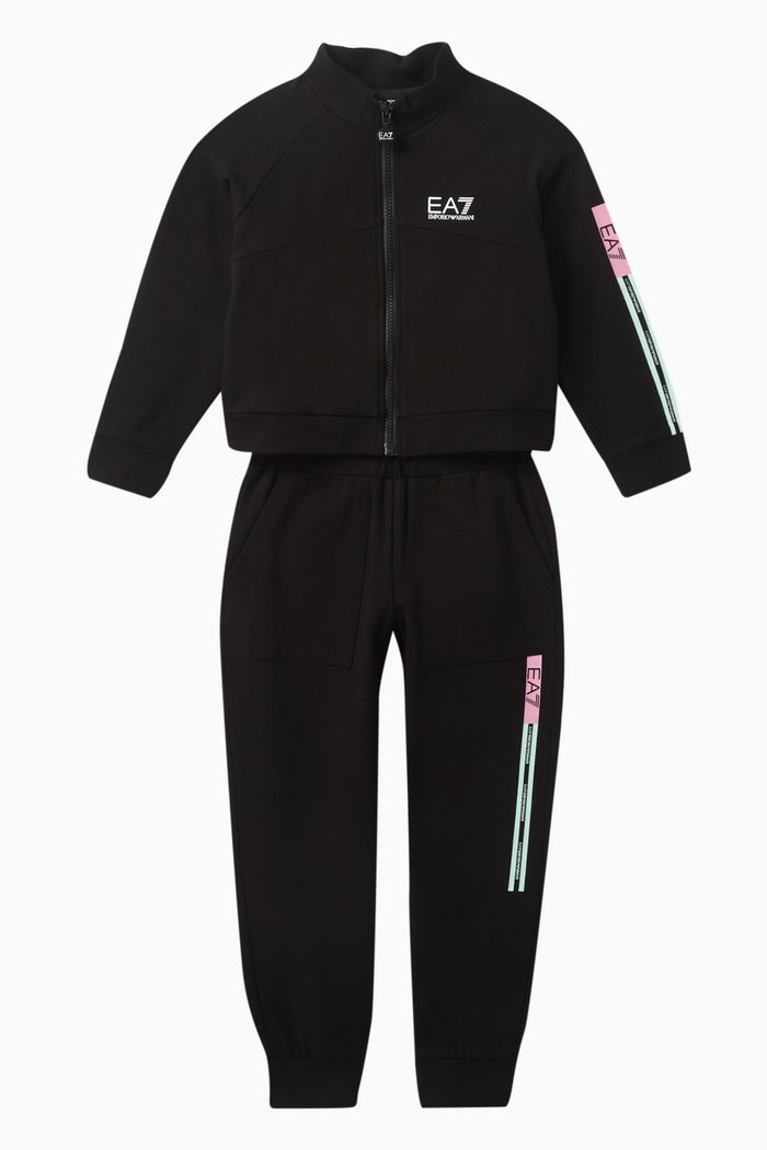 

EA7 Logo Tracksuit in Cotton, Black