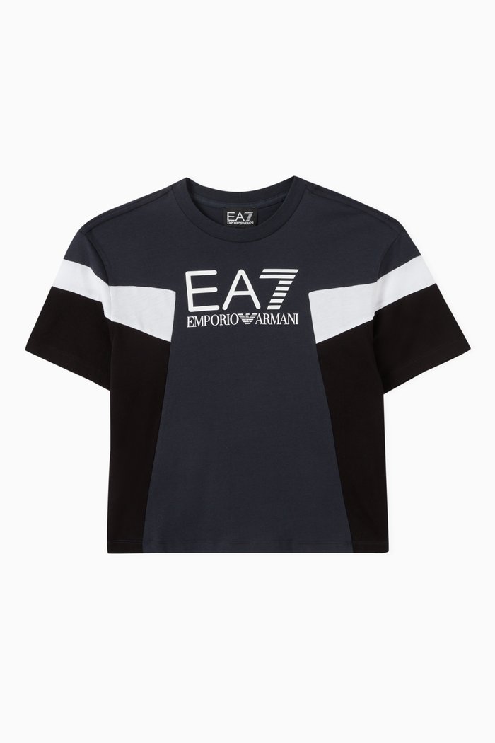 

Colour Block Logo T-Shirt in Cotton, Blue