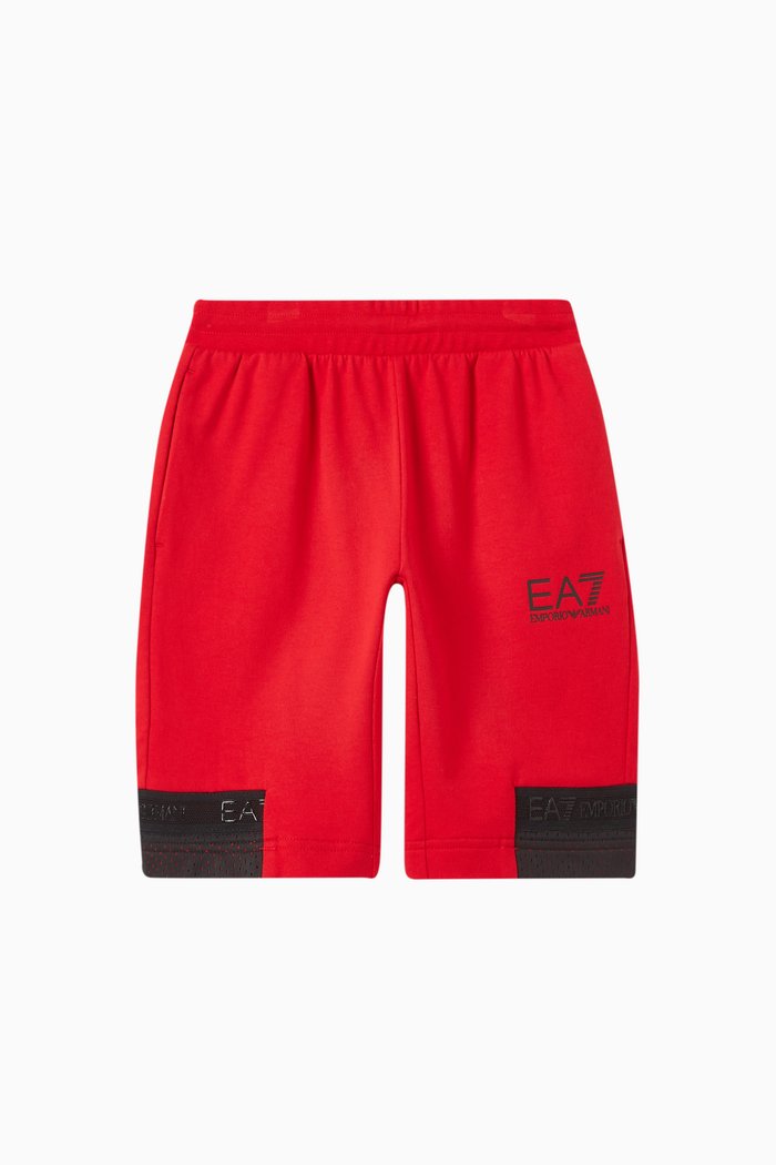 

EA7 Logo Bermuda Shorts in Cotton, Red