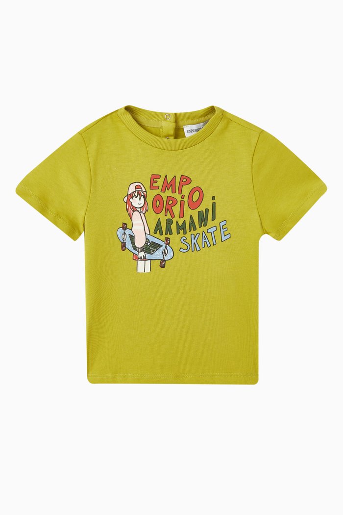 

Logo-print Skateboard-motif T-shirt in Cotton, Green