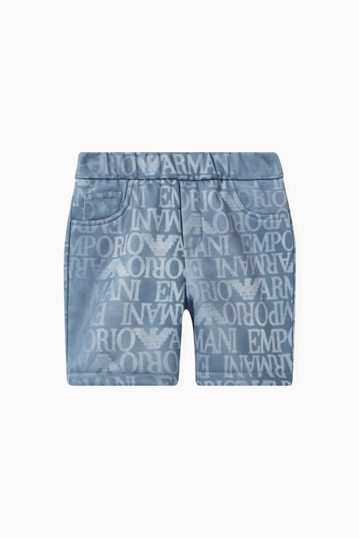 

All-over EA Logo Shorts in Cotton Jersey, Blue