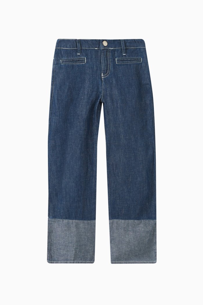 

Wide-leg Eagle-logo Denim Pants in Cotton-blend, Blue