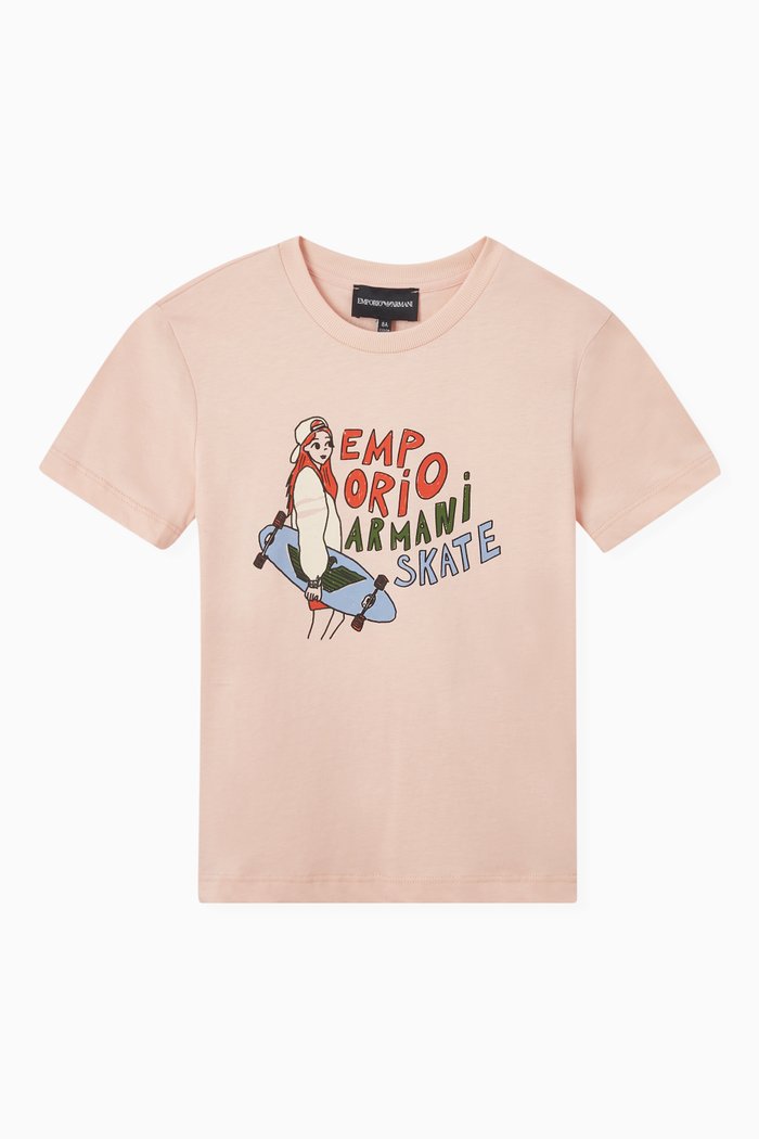 

Graphic Logo Print T-shirt in Cotton Jersey, Pink