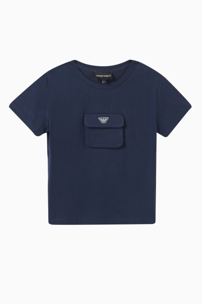 

Flap-pocket Logo-detail T-shirt in Cotton, Blue