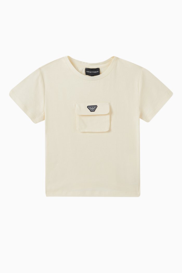 Flap-pocket Logo-detail T-shirt in Cotton, White