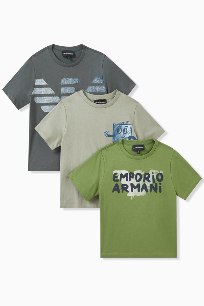 

Logo-print T-shirt in Cotton-jersey, Set of 3, Green