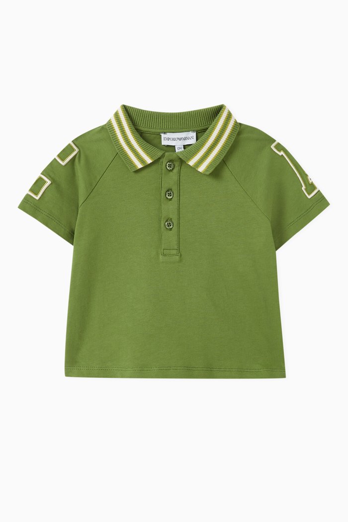 

EA Embroidered Polo Shirt in Cotton, Green